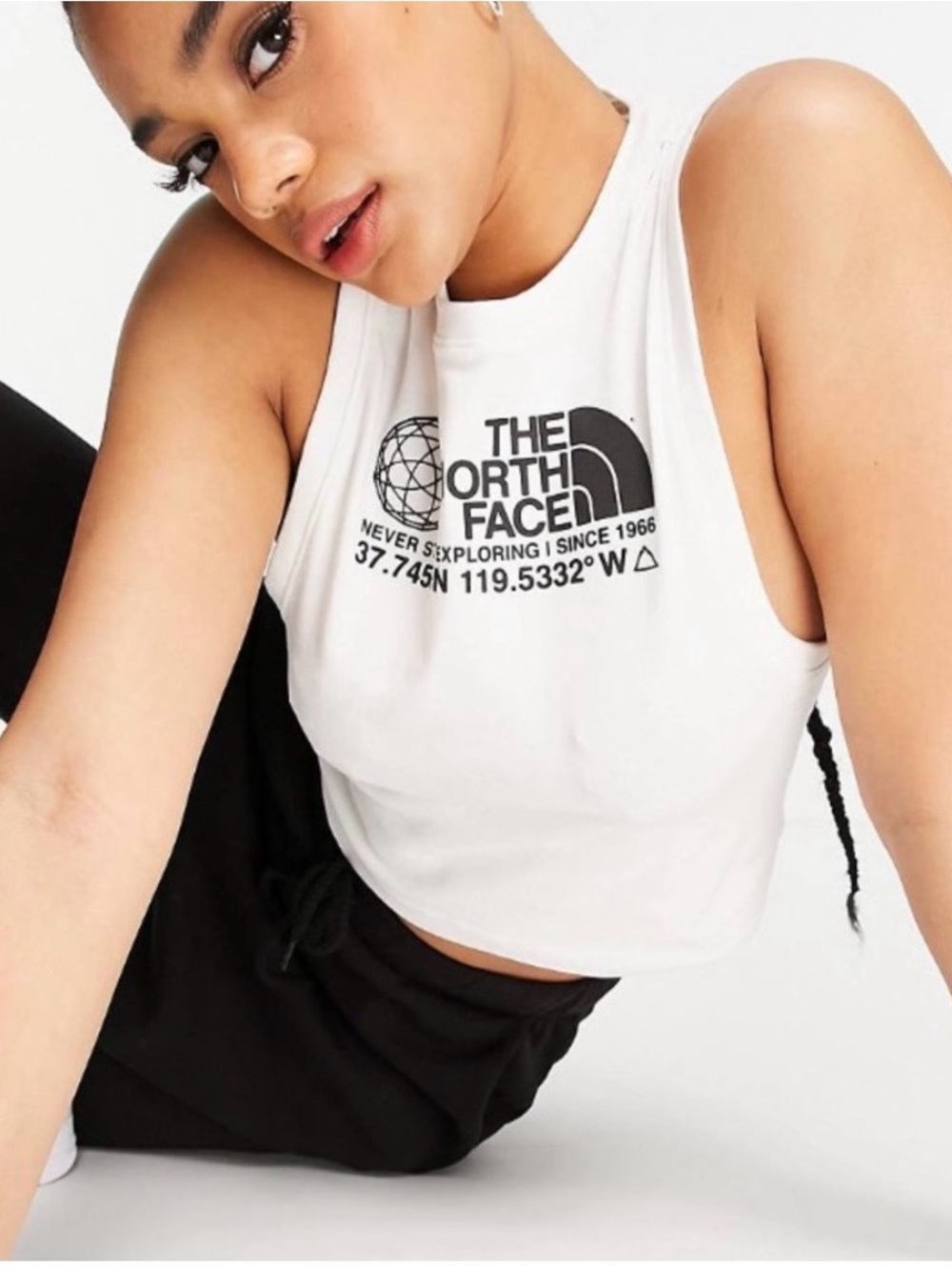 The North Face White Graphic Crop Tank
